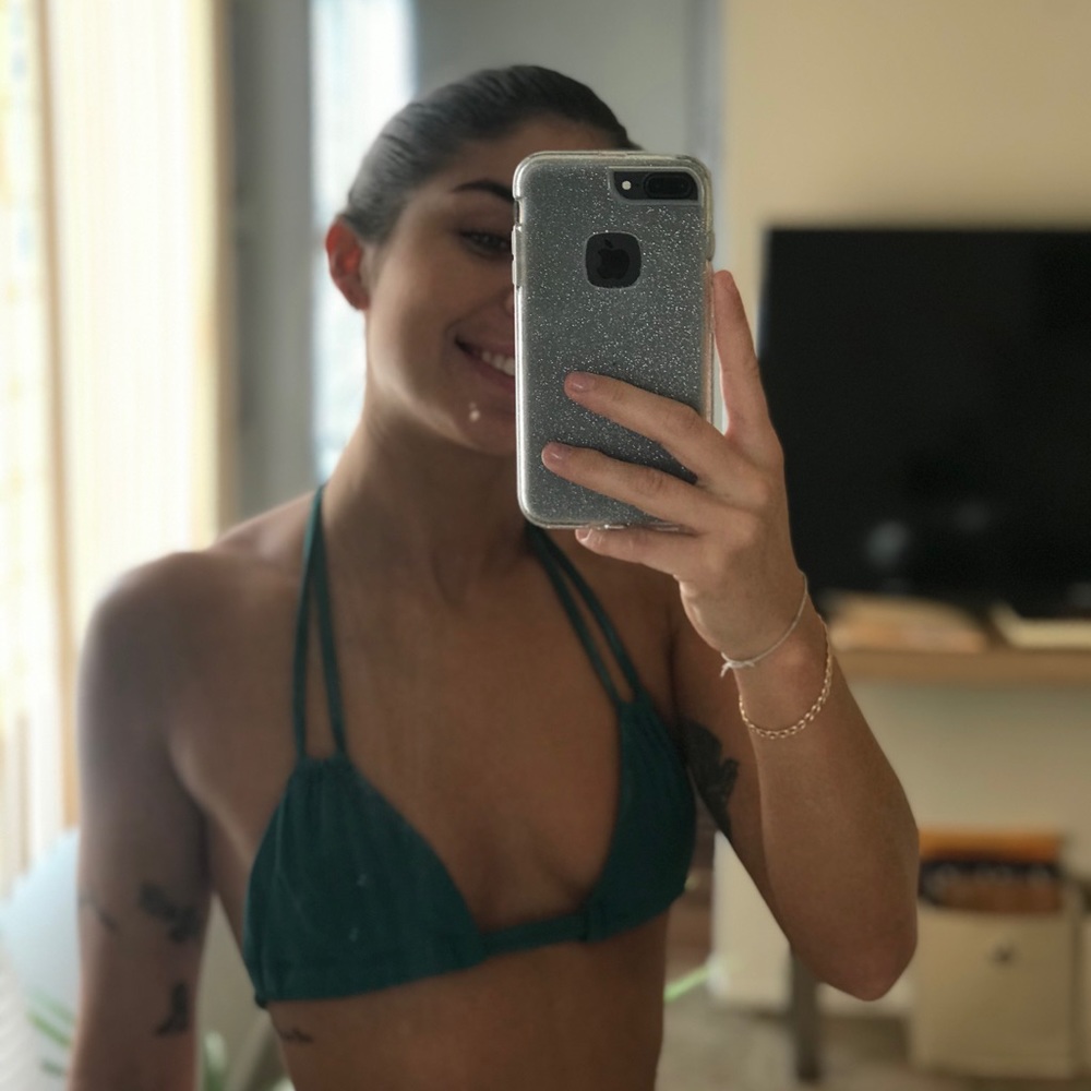 Montce swim bikini top size small in turquoise